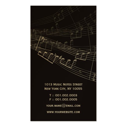 Music Musical Symphony Notes Song Singing Artist Business Card Templates (back side)