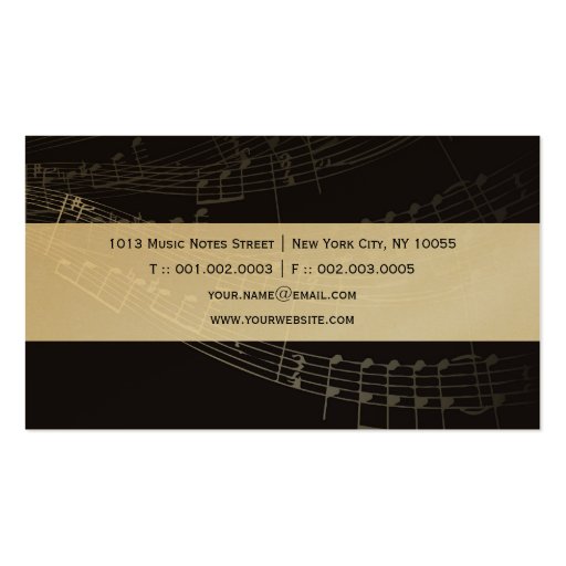 Music Musical Symphony Notes Song Singing Artist Business Card (back side)