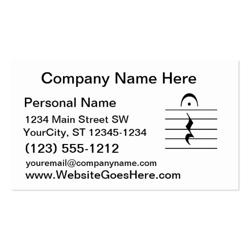 Music Notation Rest Blank Business Card Templates