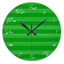 Music notation time clock - Green and white at Zazzle