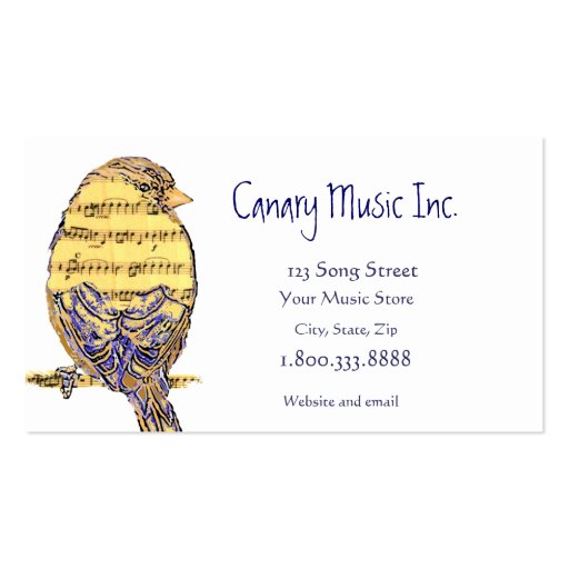 Music Note Bird Custom Business Card (front side)