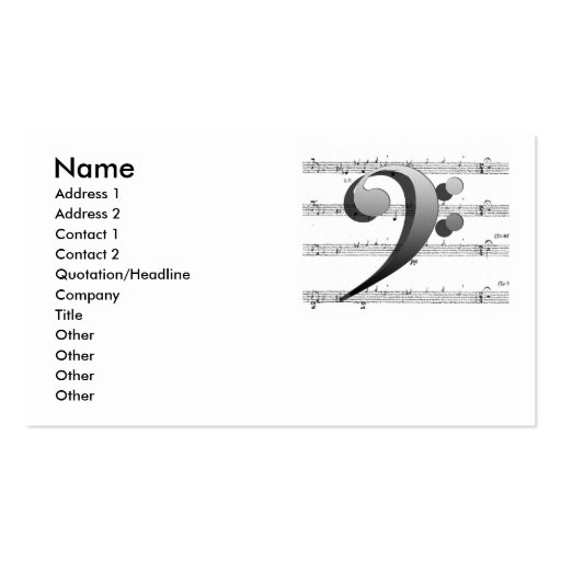 Music Note Business Card Customizable Card (front side)