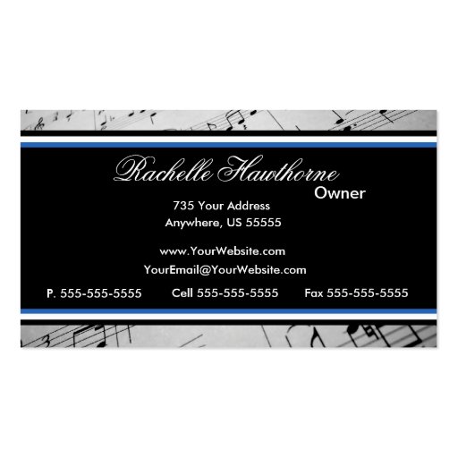 Music Note  Business Cards ~ Blue (back side)