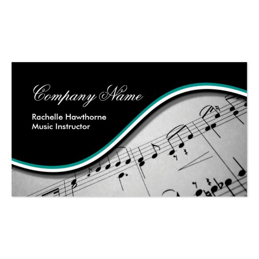 Music Note  Business Cards ~ teal (front side)