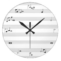 Music note time clock - black and white at Zazzle