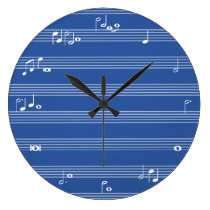 Music note time clock - Blue and white at Zazzle