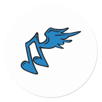 music note with wings round stickers by geekme