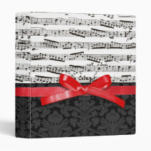 Music notes and faux red ribbon binders