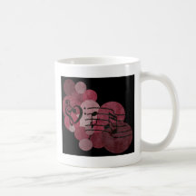 Music notes and polka dots – mauve / rose/ wine coffee mug