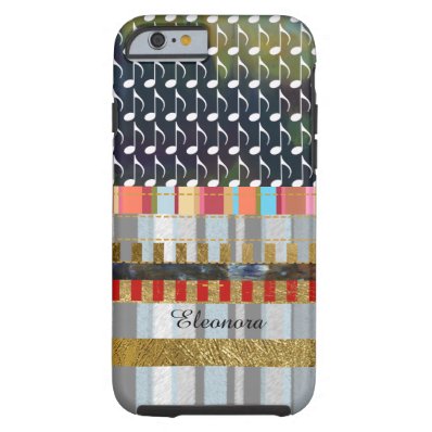 music-notes and stripes pattern cool tough iPhone 6 case