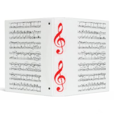 This cool musical style binder has sheet music and music notes on it