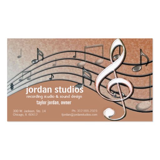 music notes business card (front side)