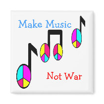 music notes color, Make Music   Not War magnets