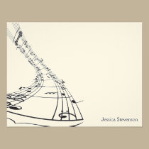 Music Notes Flat Note Card (black) invitations