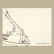 Music Notes Flat Note Card (chocolate) invitations