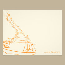 Music Notes Flat Note Card (orange) invitations