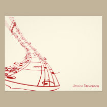 Music Notes Flat Note Card (red) invitations