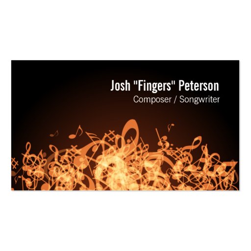 Music Notes Jumble Orange Business Card (front side)