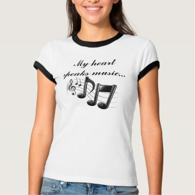 music notes, My heart speaks music... T Shirt by kaijim