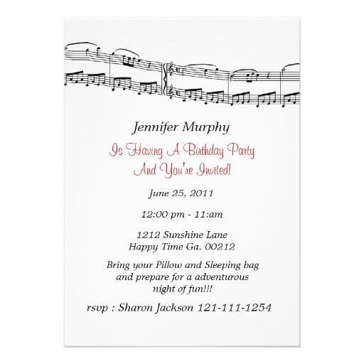 Music Notes Party Invitations