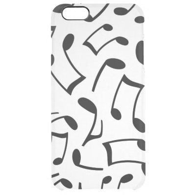 Music Notes Pattern White and Black Clear iPhone 6 Plus Case