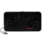 Music Notes Personalized Doodle Speaker, red gray