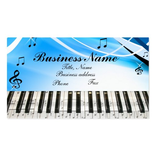 Music Notes Piano Keyboard Business Card (front side)