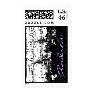 Music Notes Stars Bar Bat Mitzvah Stamp Postage stamp
