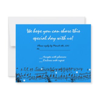 Music Notes Stars Bat Mitzvah Invitation REPLY invitation
