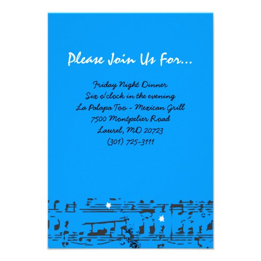 Music Notes Stars Bat Mitzvah Party Reception Card Announcements