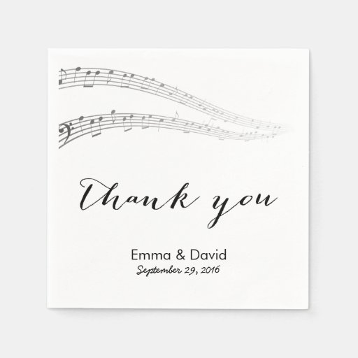 Music Notes Thank You Musical Wedding Paper Napkin | Zazzle