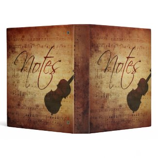 Music Notes Vintage Grunge Antique Look binder