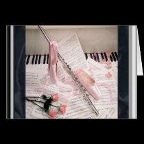 Music of Flute and Keys Note Card cards