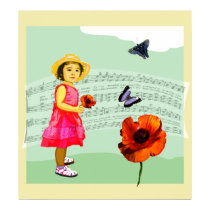 Music of spring with child, butterflies, poppy posters by eyecontact Music of spring with child, butterflies, poppy posters