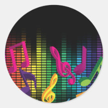 Music Party Background Round Sticker