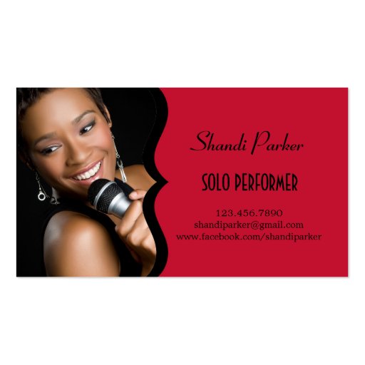 Music Performer Elegant Photo Business Card (front side)