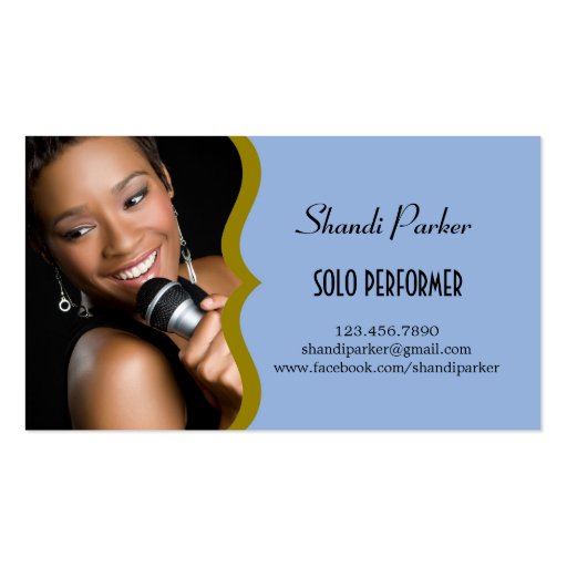 Music Performer Elegant Photo Business Card (front side)