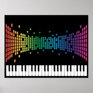 Music piano instrumental keyboard multicolored posters