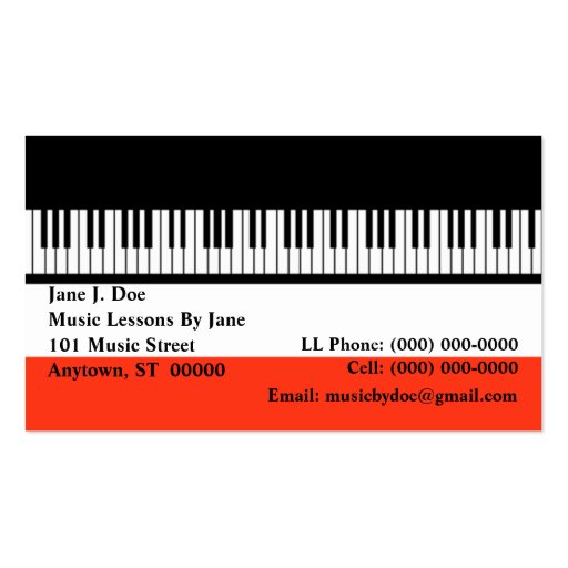 Music Piano Keyboard Keyboards organ Business Card
