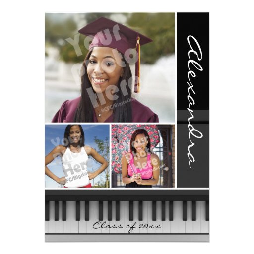 Music Piano Keys, Photo Graduation Cards (front side)