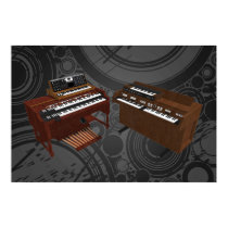 Music Poster: Vintage Keyboards: 3D Model posters by spiritswitchboard Music Poster: Vintage Keyboards: 3D Model posters