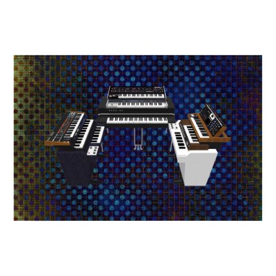 Music Poster: Vintage Keyboards: 3D Model: by spiritswitchboard