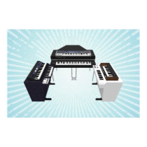 Music Poster: Vintage Keyboards: 3D Model: posters by spiritswitchboard Music Poster: Vintage Keyboards: 3D Model: posters