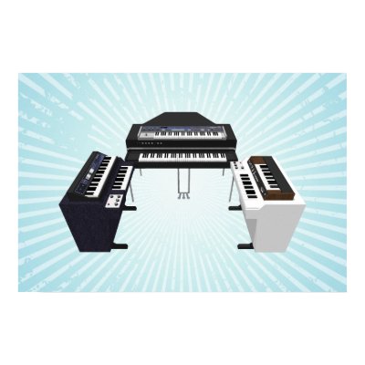 Music Poster: Vintage Keyboards: 3D Model: by spiritswitchboard