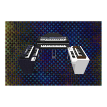 Music Poster: Vintage Keyboards: 3D Model: posters by spiritswitchboard Music Poster: Vintage Keyboards: 3D Model: posters