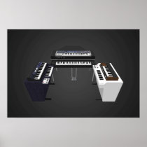 Music Poster: Vintage Keyboards: 3D Model: