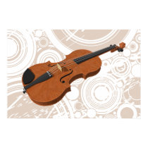 Music Poster: Violin 3D Model & Circles posters