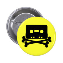 Music - Retro Cassette & Cross Bones Button