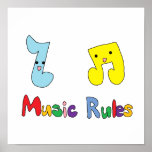 Music Rules Cute Music Notes Poster