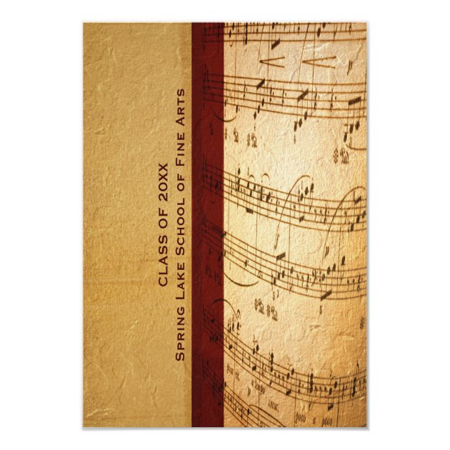 Music School or Performing Arts Academy Graduation 3.5x5 Paper Invitation Card (front side)